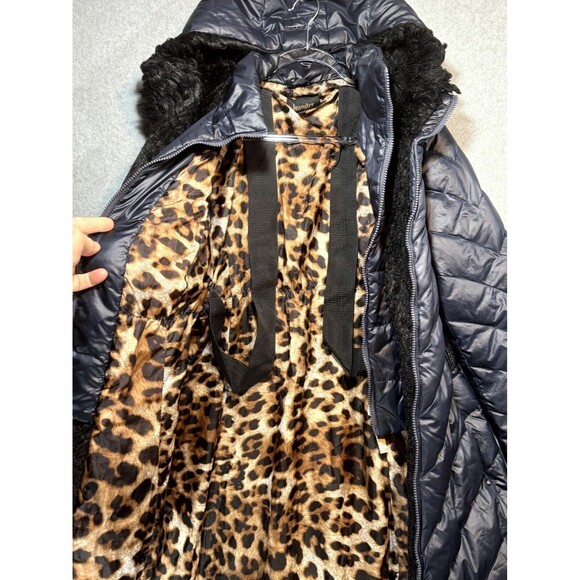 Laundry By Shelli Segal Jacket Women's Medium Midi Down 2 in 1 Navy Blue Hooded - Picture 12 of 16